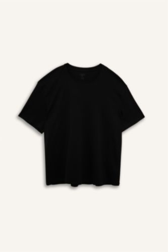 Man Black 100% Cotton Plus Size T-Shirt