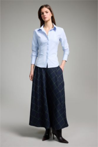 A Cut Printed Normal Waist Midi Skirt