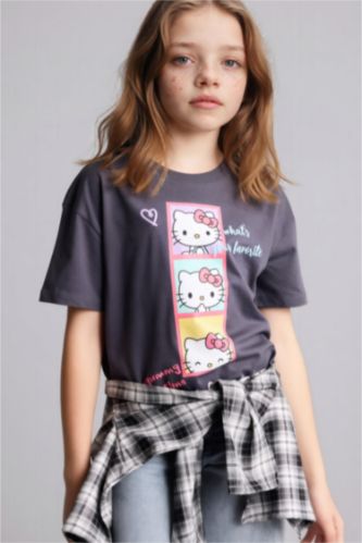 Kız Çocuk - Genç Kız Antrasit Hello Kıtty Tişört Kız Çocuk