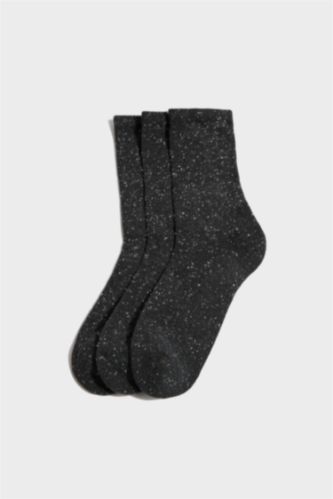 Erkek Gri 3'lü Pamuklu Havlu Çorap