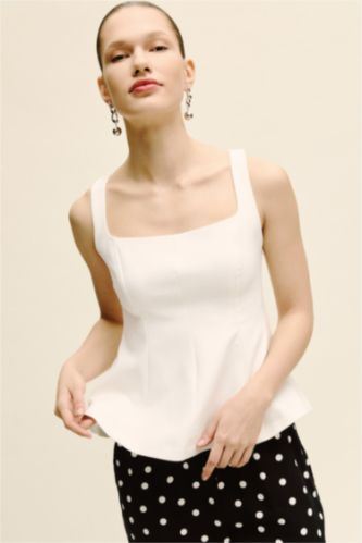 Женщины Бежевый Блузка без рукавов приталенного кроя на бретельках креп для женщин