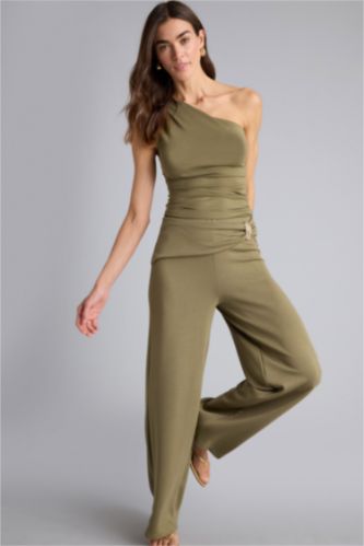 Kadın Açık Haki Wıde Leg Pantolon