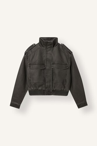 High Neck Faux Leather Jacket