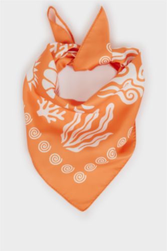 Kadın Turuncu Kadın Saten Fular