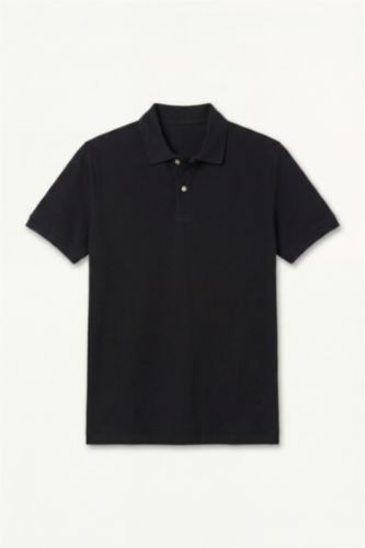 Erkek Siyah Regular Fıt Kısa Kollu Polo Tişört