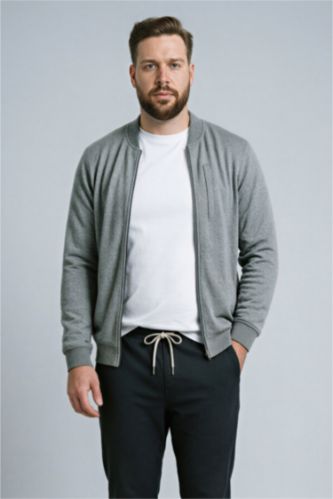 Erkek Gri Melanj Regular Fıt Hırka