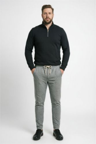 MAN Grey Melange Regular Fit Trousers