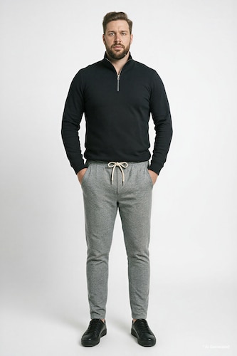 Men Grey Melange Regular Fit Trousers
