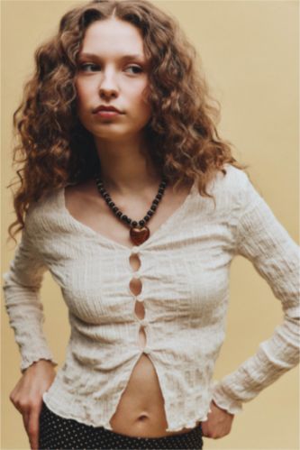 Әйелдерге экру Fitted түймелі блузка