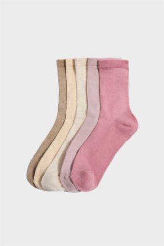 Kadın Karma 5'li Pamuklu Uzun Çorap