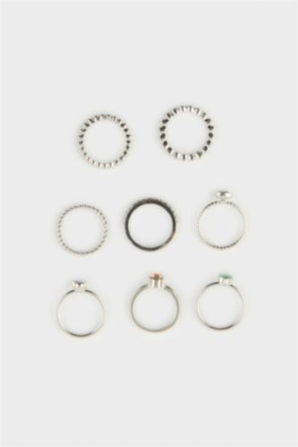 Women Gümüş 8 piece Ring