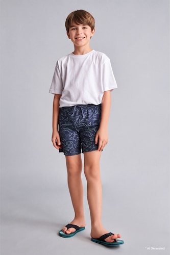 Boy Regular Fit Printed Swim Shorts