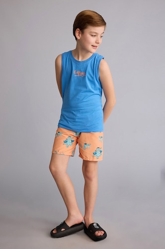 BOYS & TEENS Orange Boy Regular Fit Printed Swim Shorts