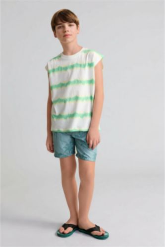 Young Boys - Teen Boys Green Boy Regular Fit Printed Swim Shorts