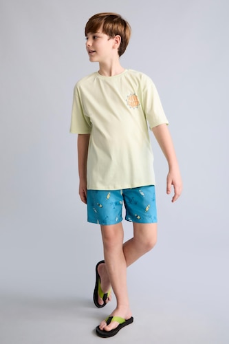 BOYS & TEENS Blue Boy Regular Fit Printed Swim Shorts