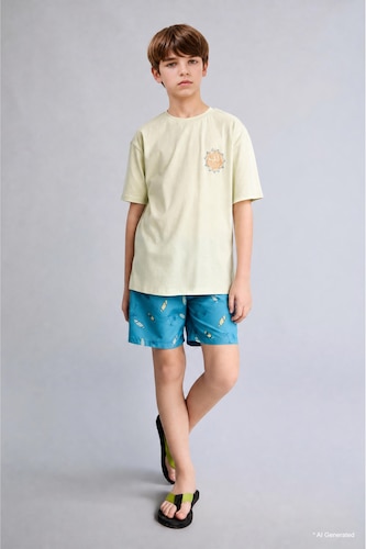 Boy Regular Fit Printed Swim Shorts