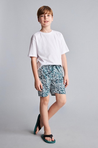 Young Boys - Teen Boys Dark Green Boy Regular Fit Printed Swim Shorts