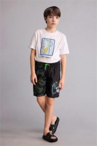 أولاد أسود شورت بحر ولادي مطبوع