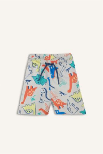 Erkek Bebek Bej Desenli Deniz Şortu Erkek Bebek