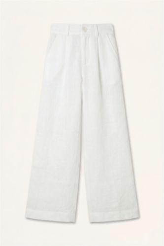 Young Girls - Teen Girls White Wide Leg Linen Trousers