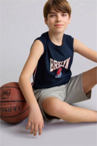 BOYS & TEENS NAVY Boy Regular Fit Printed Tank Top