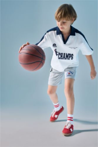 BOYS & TEENS Light Grey Boy Regular Fit Sports Shorts