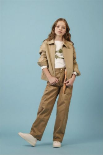 GIRLS & TEENS Light Khaki Girl Baggy Fit Gabardine Trousers