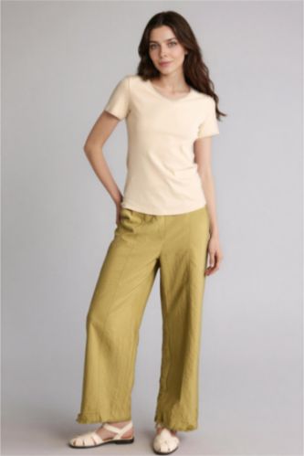 Kadın Meşe Yeşili Regular Fıt Paraşüt Pantolon