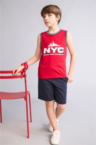 BOYS & TEENS Red طقم اولادي قصة عادية - قطعتين
