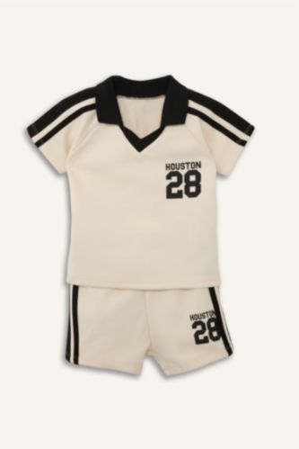 Erkek Bebek Açık Taş Baskılı 2'li Takım Erkek Bebek