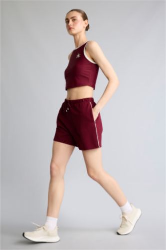 Kadın Bordo Standart Fit Kısa Paça Modal Şort