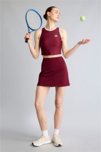 Kadın Bordo Standart Fit Modal Mini Etek