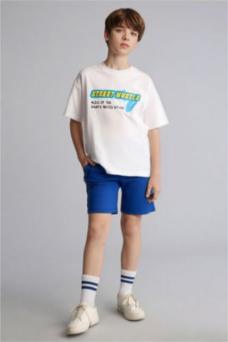 Erkek Çocuk - Genç Erkek Koyu Mavi Oversıze Şort 