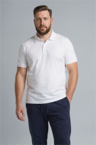 Erkek Kırık Beyaz %100 Pamuk Büyük Beden Polo Tişört
