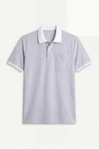 MAN Grey Melange Regular Fit Short Sleeve Polo T-Shirt