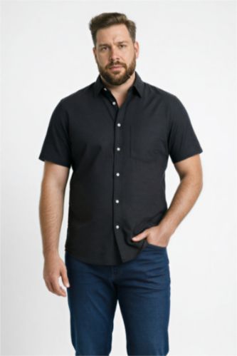 Erkek Siyah Regular Fıt Pamuklu