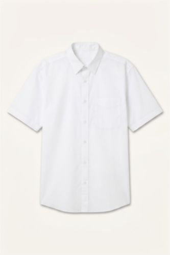 Men White Regular Fit Polo Collar Cotton Shirt