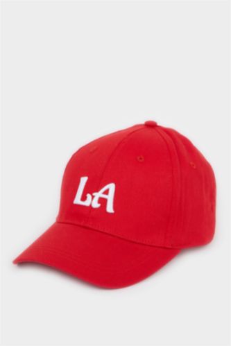 Kadın Kırmızı Kadın Nakışlı Pamuklu Cap Şapka