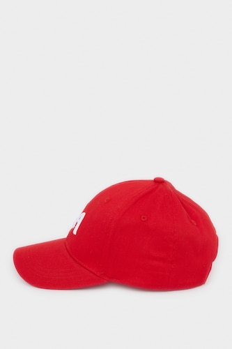 Woman Cotton Red Embroidered Cap
