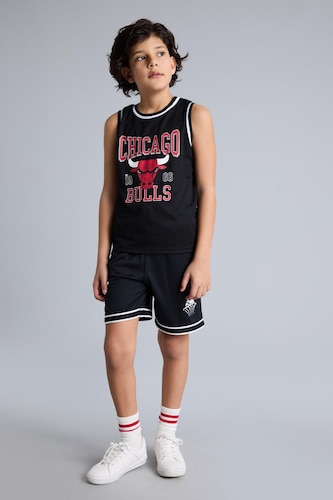 Boys & Teens Black Oversize Fit Shorts