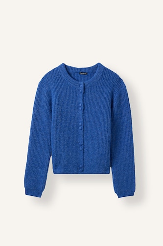 Cardigan en mélange de laine à col rond Coupe régulière