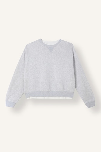 Women Grey Melange Relax Fit Sweatshirt