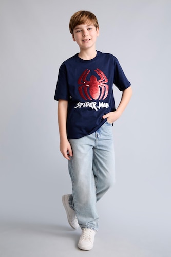 Erkek Çocuk - Genç Erkek Açık Mavi %100 Pamuk Loose Fit Düz Paça Jean Pantolon Erkek Çocuk