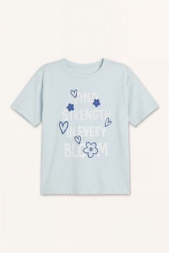 Young Girls - Teen Girls Light Blue 2 piece Printed Short Sleeve T-Shirt