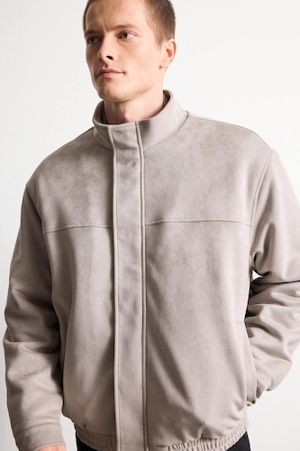 Veste oversize à col montant effet suédine avec doublure en peluche