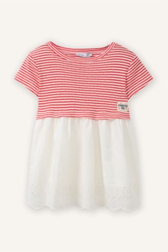 Kız Bebek Kırmızı Çizgili Elbise Kız Bebek