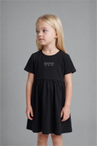 BABY GIRL Black Baby Girl Patterned Dress