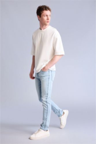 MAN Light Blue Pedro Slim Fit Trousers