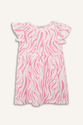 Kız Bebek Ekru Desenli Elbise Kız Bebek