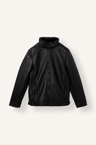 Erkek Siyah Regular Fit Suni Deri Mont